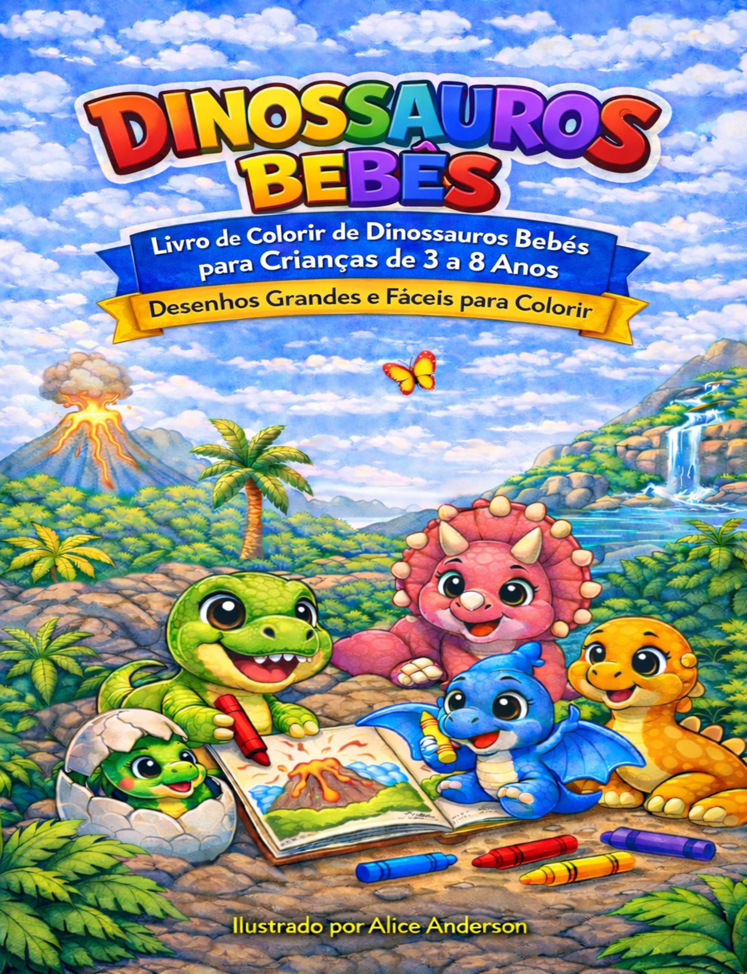 Livro de Colorir de Dinossauros Bebés cover