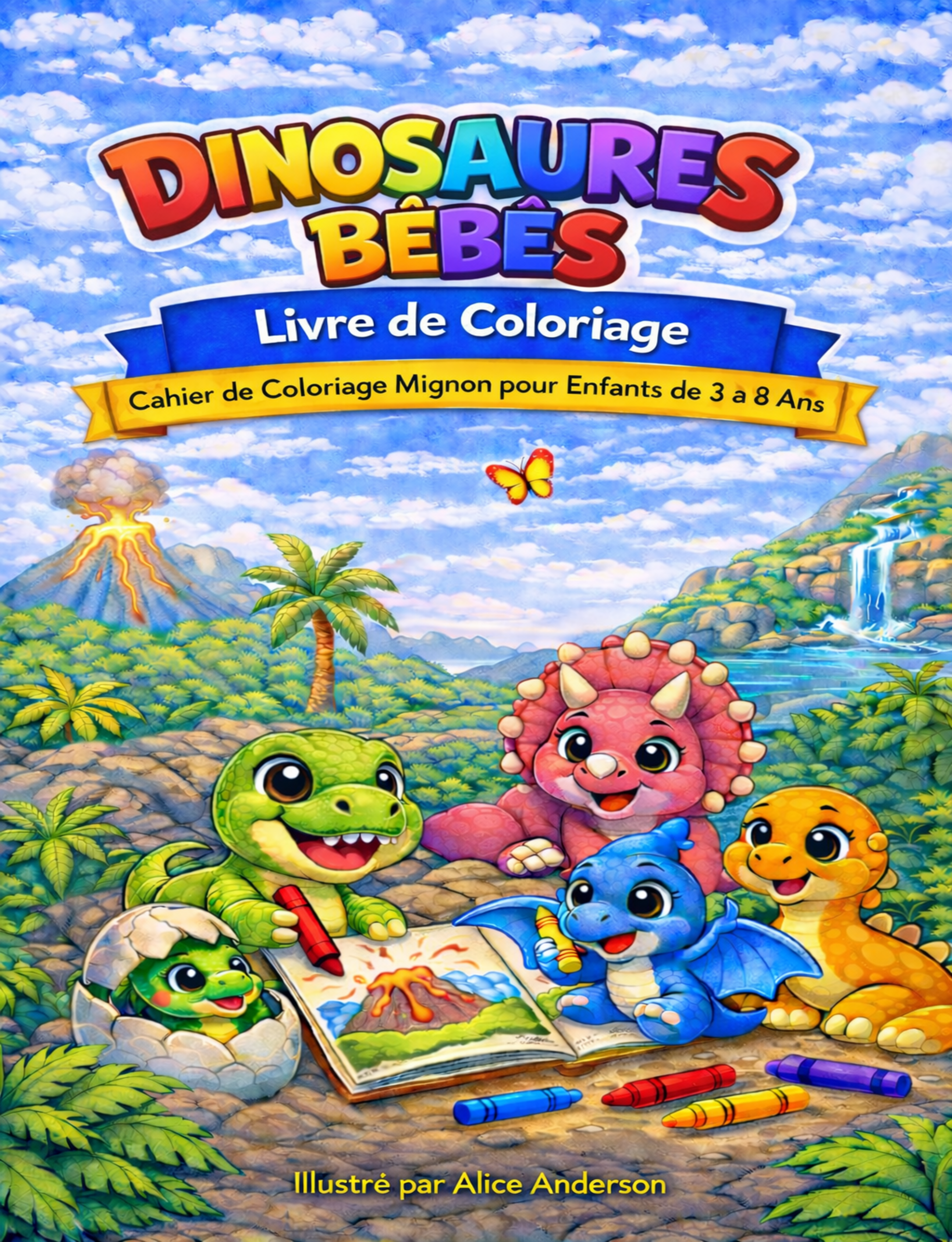 Livre de coloriage de bébés dinosaures cover